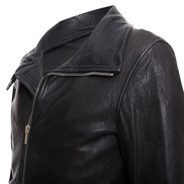08AW Rick Owens olmar and mirta レザージャケット Rick Owens Olmar & Mirta dust silk & leather single button jacket