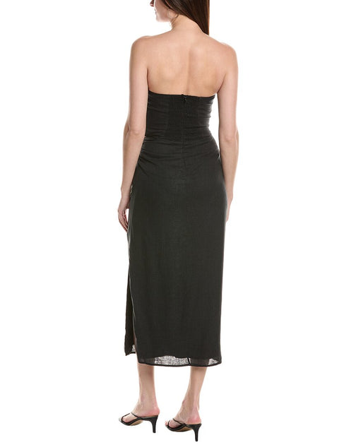 ViX Sonny Linen-Blend Midi Dress Black Medium 3