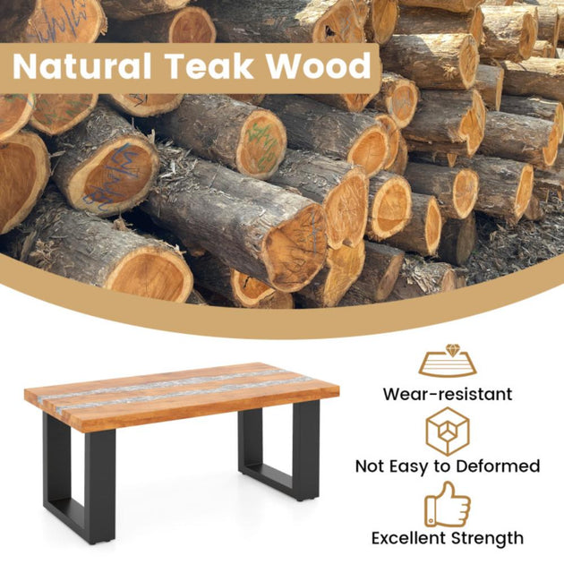 Hivvago Teak Wood Patio Table Natural 4
