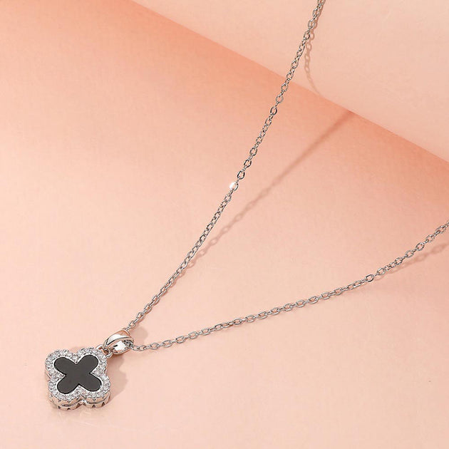 FASHNZFAB Reversible Quatrefoil Pendant Necklace Silver One Size 2