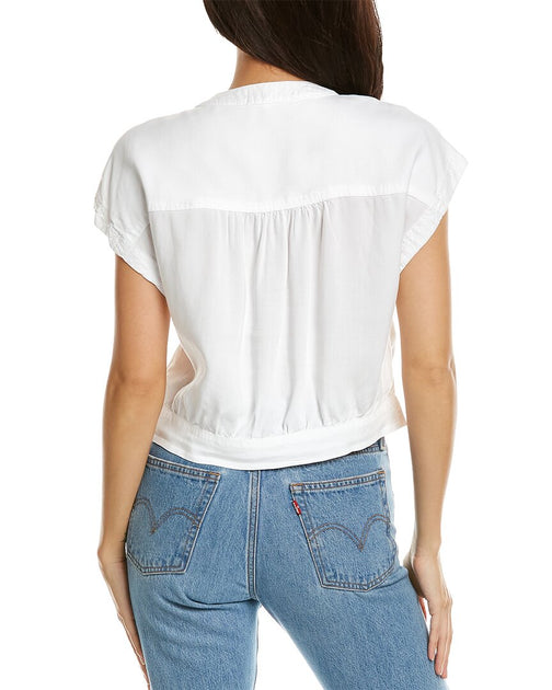 Bella Dahl Utility Tie Front Top White Medium 3