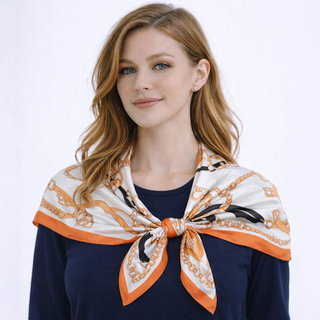 TRUEDAMES Equestrian Harness Print Square Bandana Scarf Blue 3