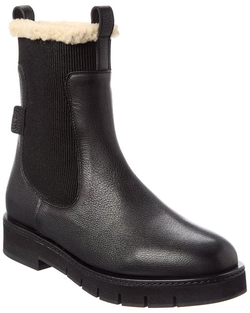 Salvatore Ferragamo Ferragamo Rook F1 Leather Shearling Boot ShopSimon