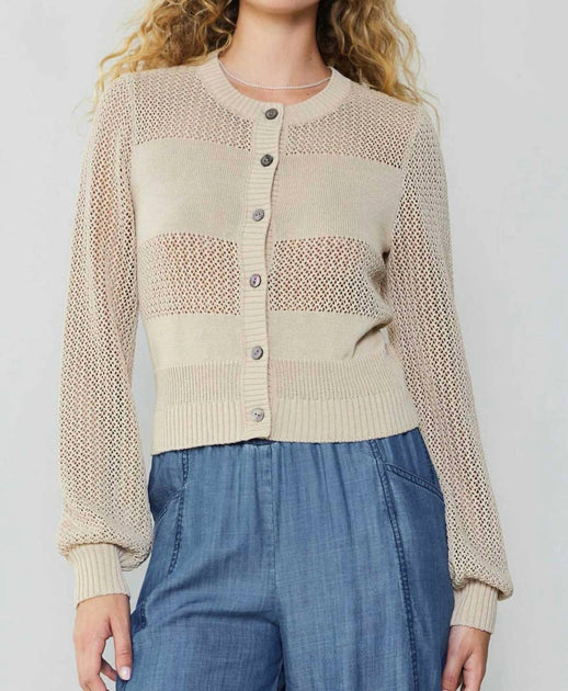 Current Air Ginny Crochet Cardigan Beige Medium 2