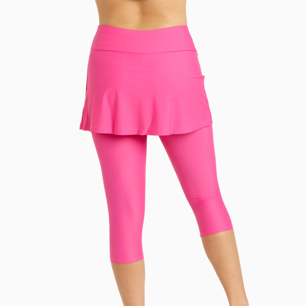 Calypsa Skirted Swim Capris Pink 2X 3