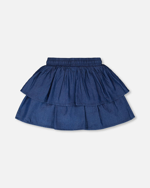 Deux par Deux Tiered Chambray Skort Blue US 10 4