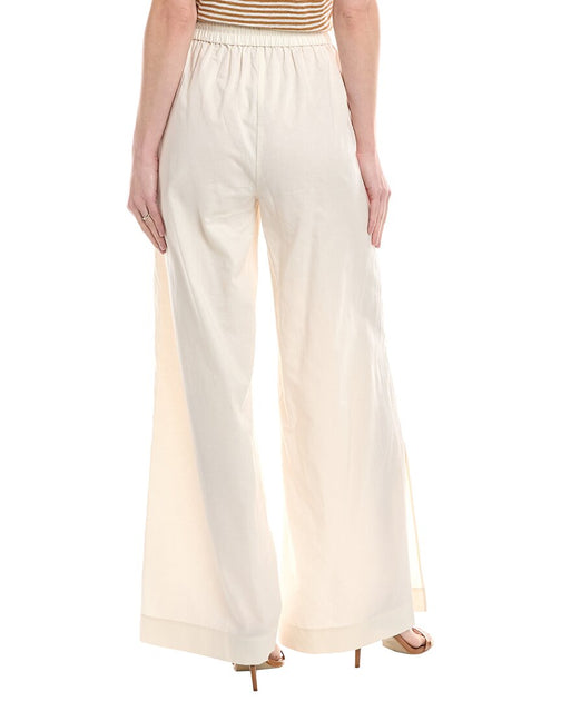 FRAME Denim Drawstring Linen-Blend Lounge Pant Beige XLarge 3