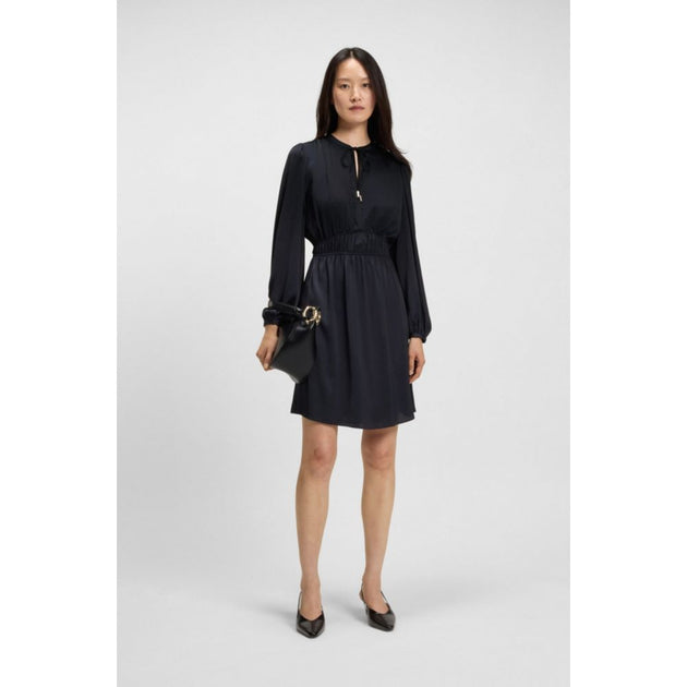 Boss Crinkle-satin Mini Dress Black US 8 3