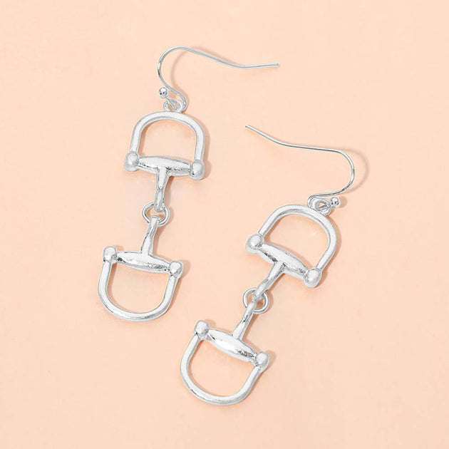FASHNZFAB Metal Horsebit Link Drop Earrings Multi 5