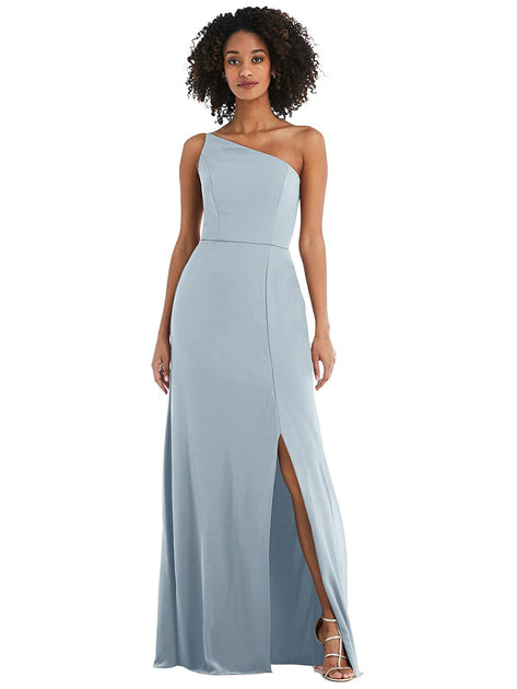 After Six Skinny One-Shoulder Trumpet Gown Green US 0 4