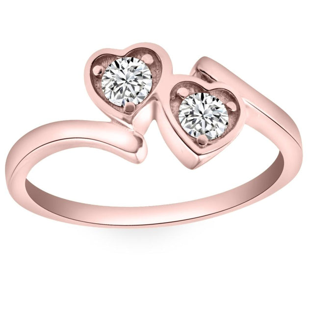 Pompeii3 1/3CT Diamond Two Stone Heart Ring Multi US 6.5 2