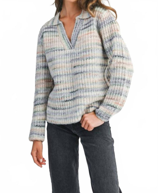 MABLE Space Dye Polo Sweater Multi Large 2