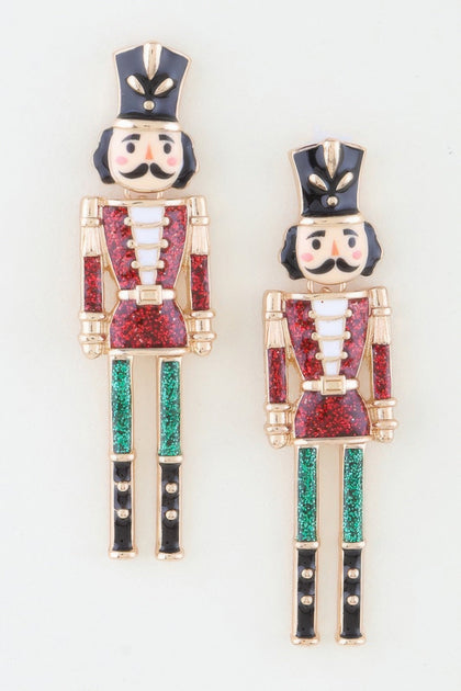 TRUEDAMES Glitter Nutcracker Drop Earrings Silver 3