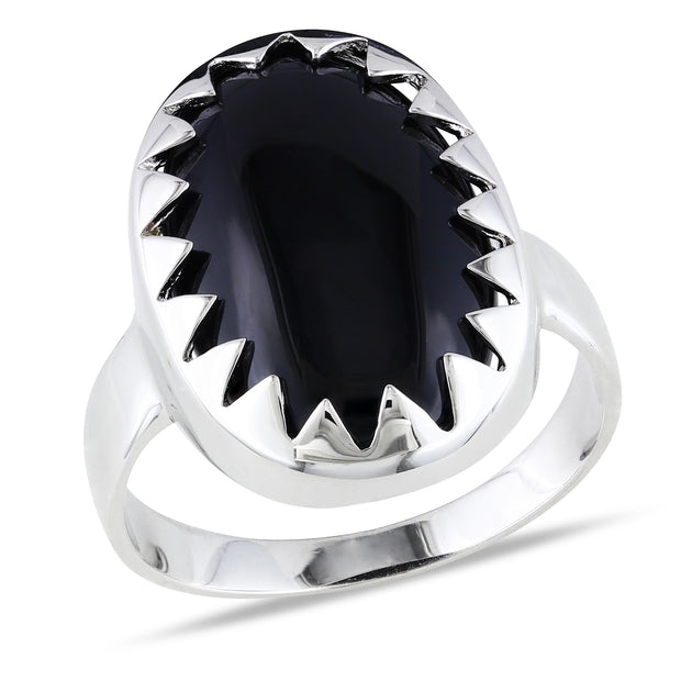 Mimi & Max Oval Cut Black Onyx Ring Sterling Silver Black US 7.5 2