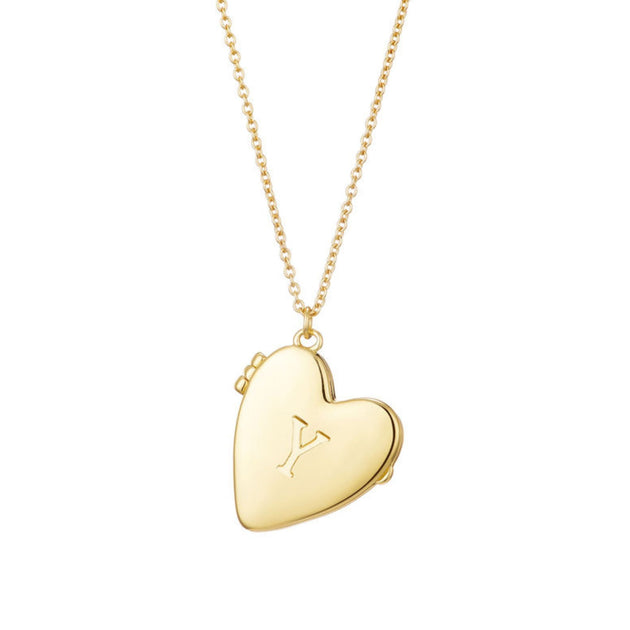 Adornia Initial Heart Locket Necklace Gold 2