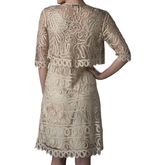 Soulmates Madi Short Dress and Jacket Set Beige Large 4