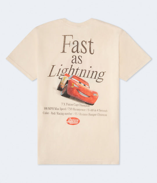Aeropostale Lightning McQueen Graphic T-Shirt Beige Medium 4