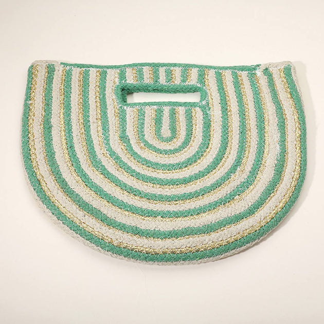 FASHNZFAB Round Stripped Knitted Woven Tote Bag Multi One Size 4