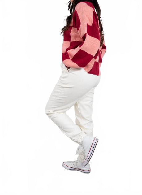 Double Zero Teegan Faux Leather Joggers White Small 4
