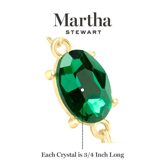 Martha Stewart Oval Crystal Statement Necklace Green 4