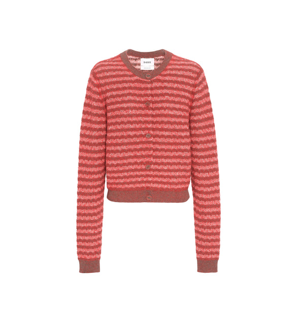Barrie Plated Stripes Cardigan Red Large 2