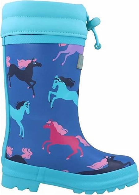 Hatley Prancing Horses Rain Boots Blue US 12 3