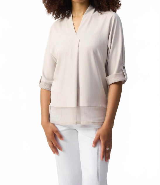 Joseph Ribkoff Mesh Insert Top Beige UK 10 2