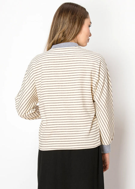 Yal New York Stripe Tee Cream/Grey Medium 3