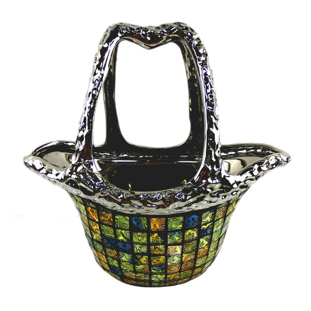 Dolce Mela Persephone Keramik- & Glasblumenvase, Silber 2