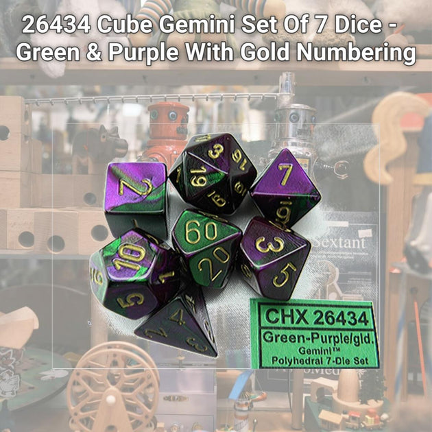 Chessex Manufacturing 26434 Gemini Set de Dés Polyédriques Vert Violet 3