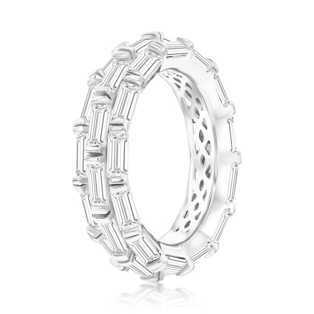 Suzy Levian Three Row Eternity Band Silver US 9 2