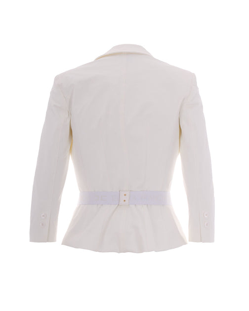 Elisabetta Franchi Bi-Elastane Blazer Ivory EU 46 3