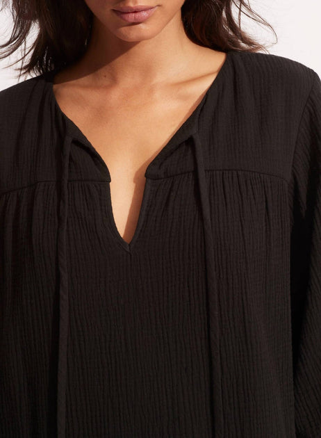 Seafolly Fallow Cover Up Black Medium 4