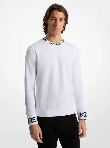 Michael Kors Logo Trim Cotton Blend Sweatshirt White Small 2