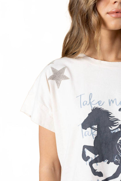 All Us Take Me Away Hi-Lo Tee White Medium 3