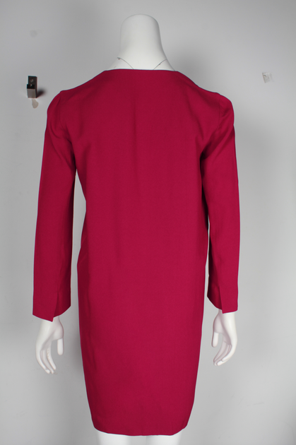 Vanessa Bruno Long Sleeve V-Neck Dress Red 36 4