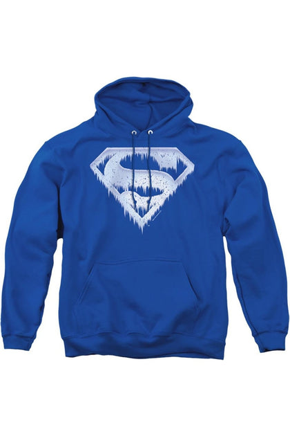 Gildan Superman Ice And Snow Shield Hooded Sweatshirt Blue Small 2