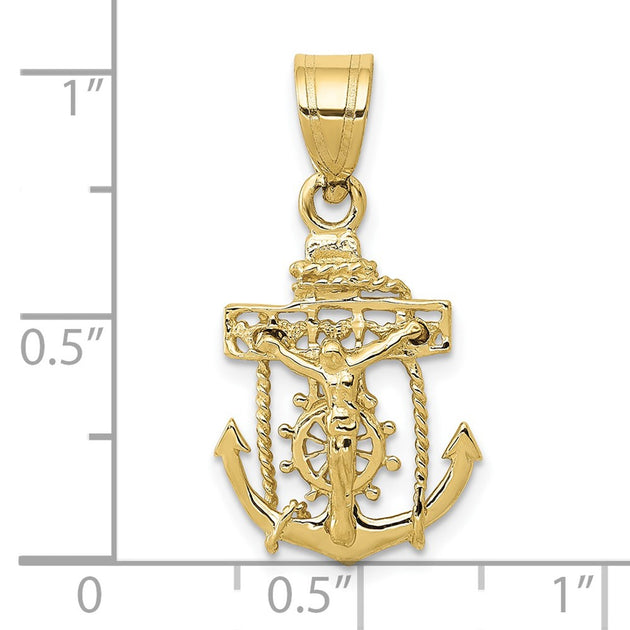 Diamond2Deal Mariners Cross Pendant Yellow Gold 6