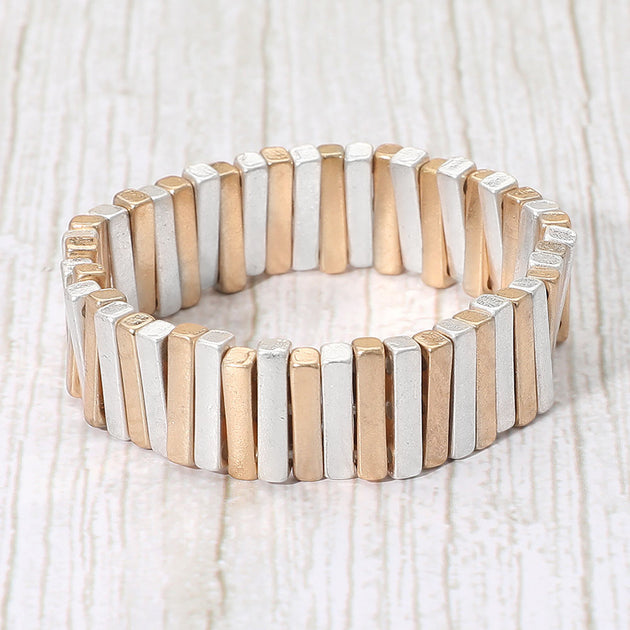FASHNZFAB Rectangle Bar Stretch Bracelet Multi One Size 2
