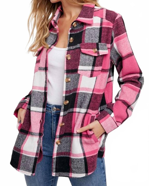 BluIvy Flanell Karo Shacket Pink Medium 4