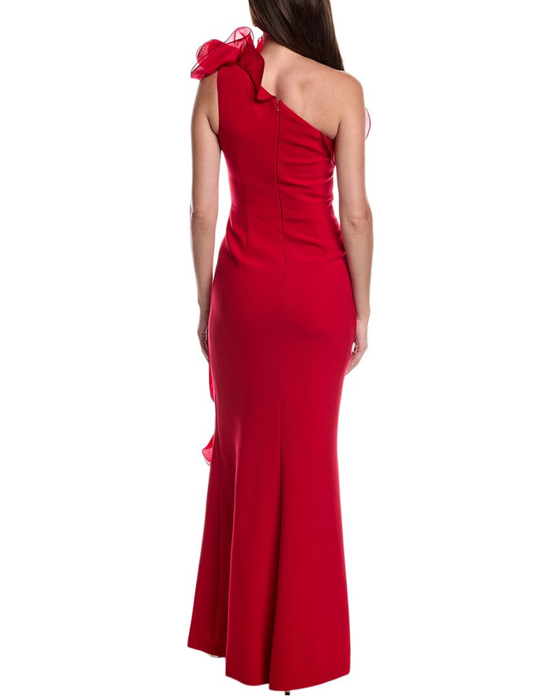 Teri Jon by Rickie Freeman Crepe Column Organza Gown