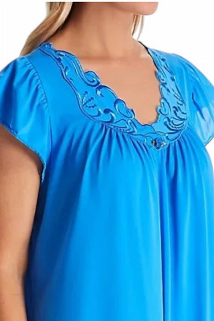 Shadowline Rosebud Chemise Nuit Manches Courtes Bleu 1X 5