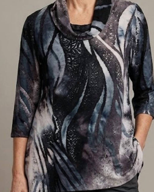DAMEE Wavy Burnout Jersey Tunic Grey Small 2