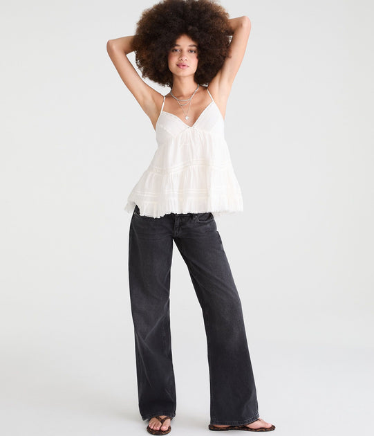 Aeropostale Super Low-Rise Baggy Wide Leg Jean Black US 10 Regular 3