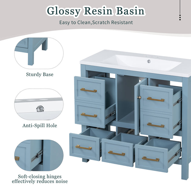 Streamdale Meuble vasque indépendant 36" Bleu 4