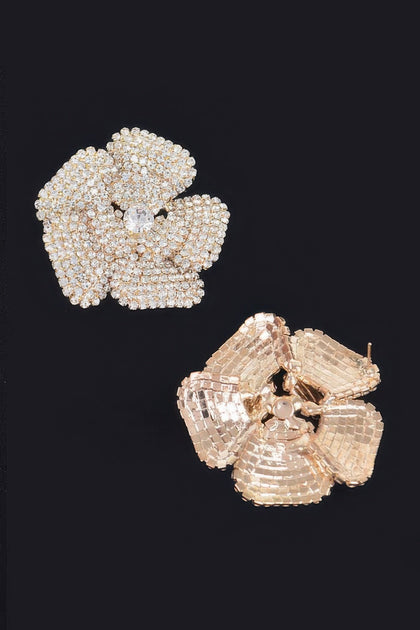 TRUEDAMES Rhinestone Flower Stud Earring Silver 4