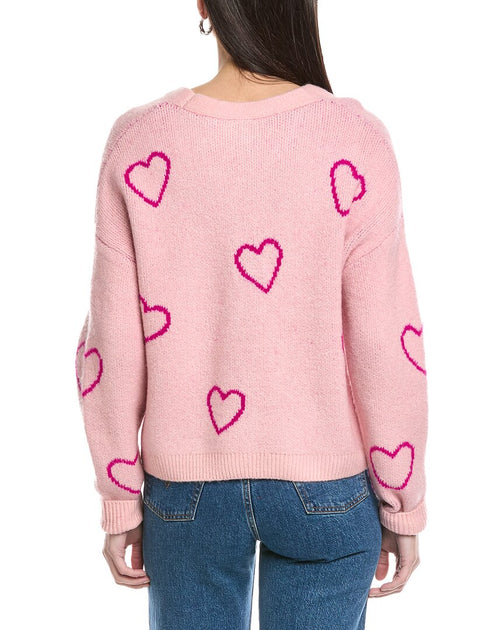 CeCe Heart Jacquard Cardigan Pink XLarge 3