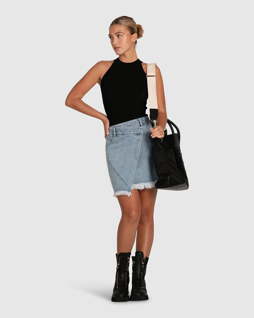 Belle & Bloom Dance With Me Denim Mini Skirt Blue XS 2