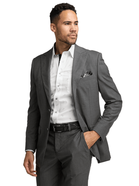 Paul Fredrick Wool Stretch Bengaline Peak Lapel Suit Jacket Grey US 52 Regular 3
