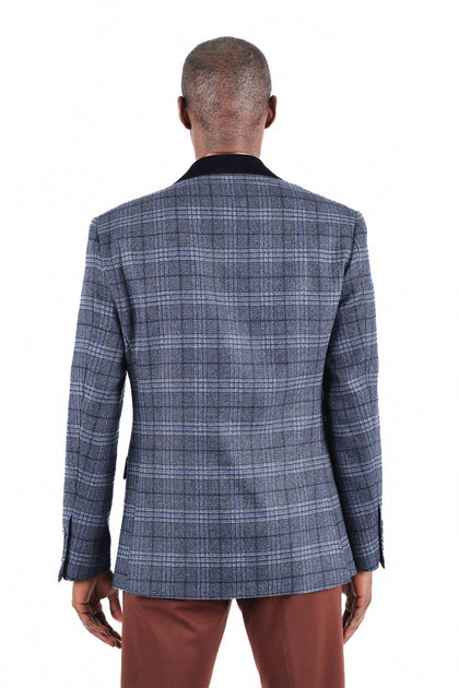 BARABAS Stepp-Karo-Blazer Blau Medium 3